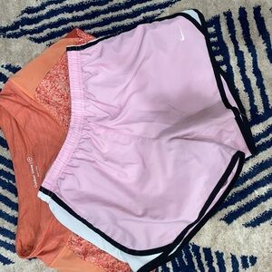 Nike Women's Pink and Black Athletic Shorts